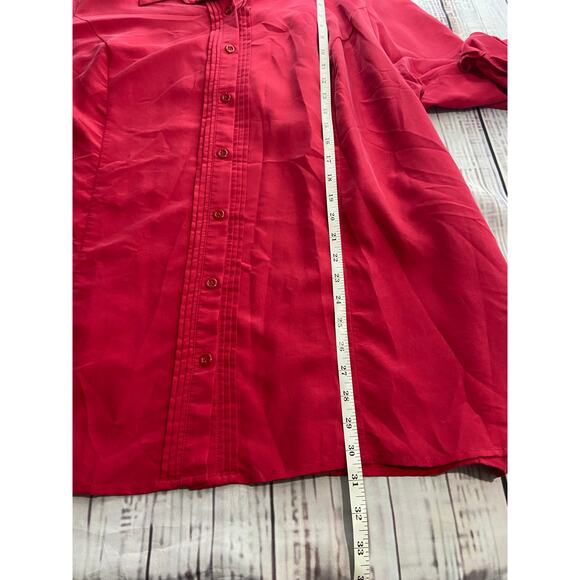 Catherines Button Front Shirt Womens 2X 22/24W Long Sleeve Collar Roll Tab Pink - Picture 7 of 10